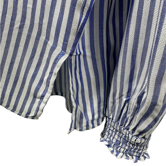 NWT Max Studio Blue and White Striped Casual Button Down Shirt - Picture 4 of 6